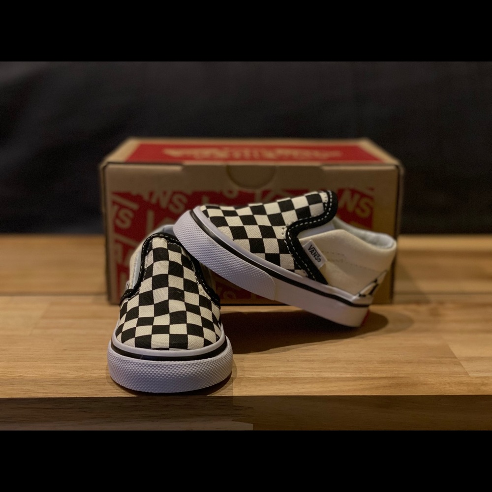 Infant Van Slip On Blk&White Checkerboard Size 2